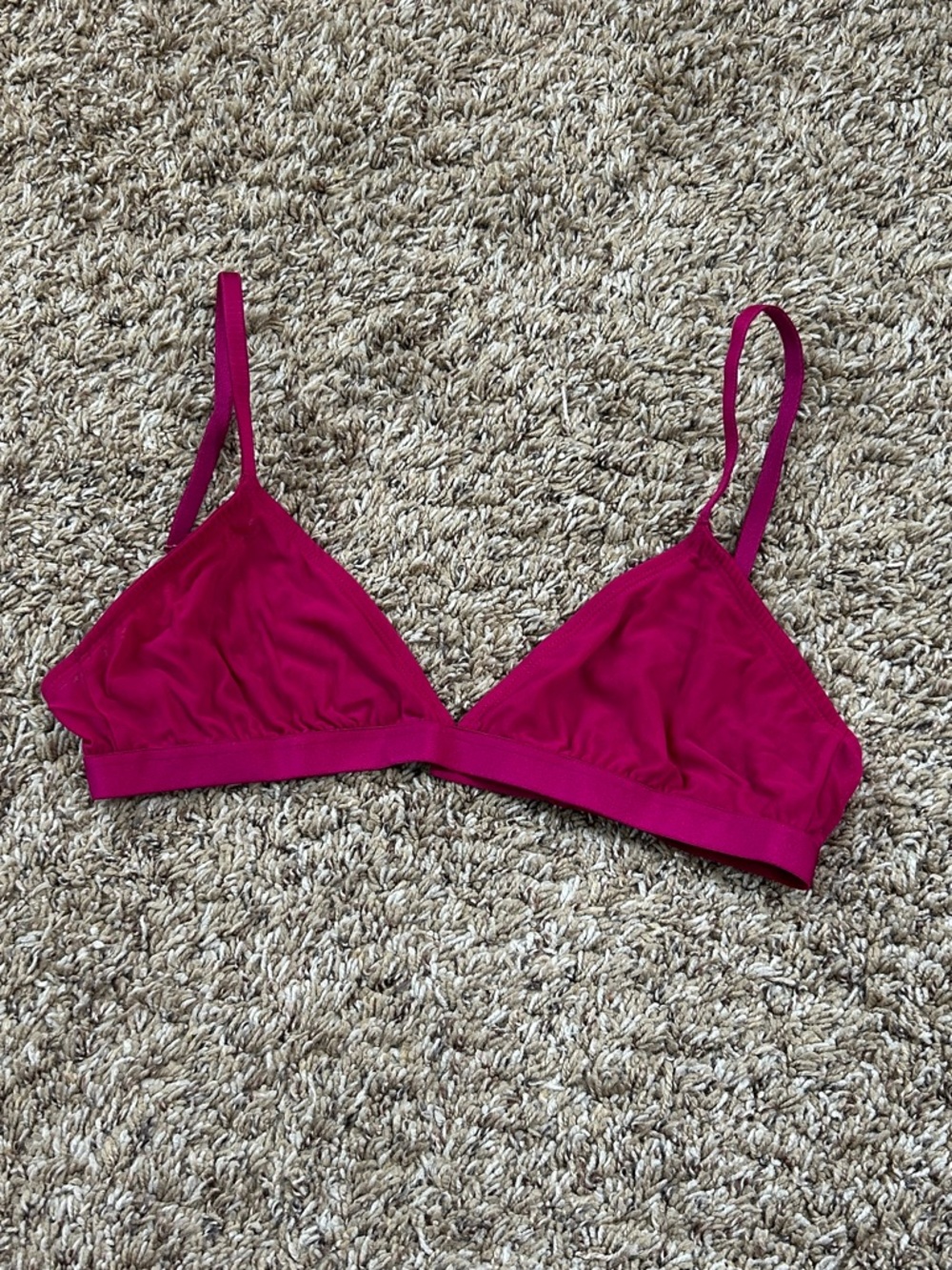 Wireless Silky Mesh Triangle Bralette in Fuchsia
